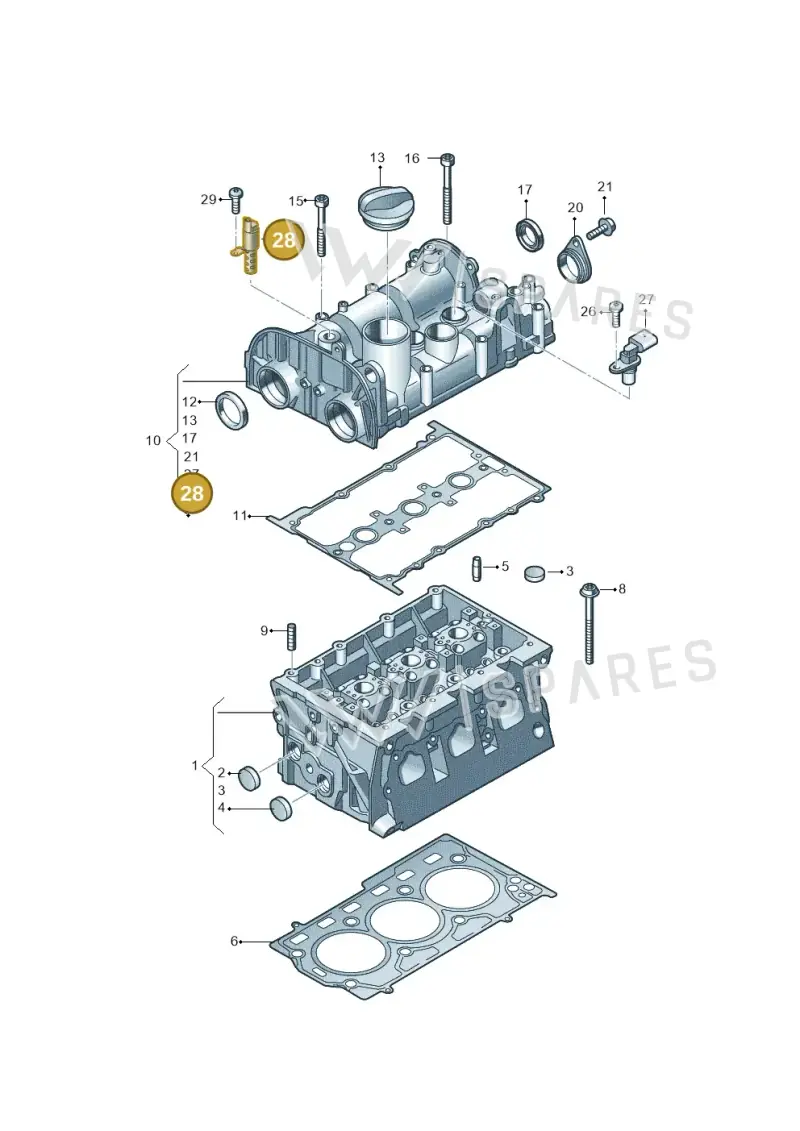 04E906455D — Volkswagen Taigo (2021-2024) diagram 837103400, position 28