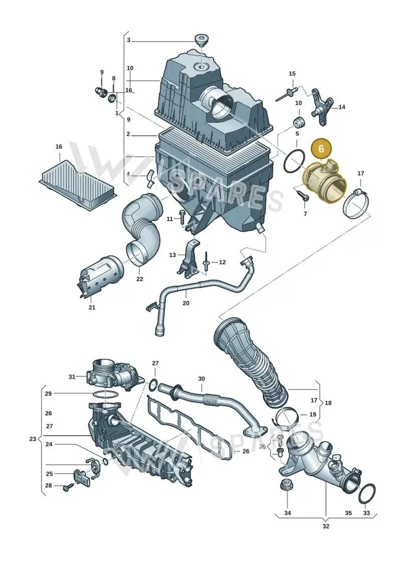 04E906461A — Volkswagen Transport. multivan (2019-2024) diagram 7ep129020, position 6