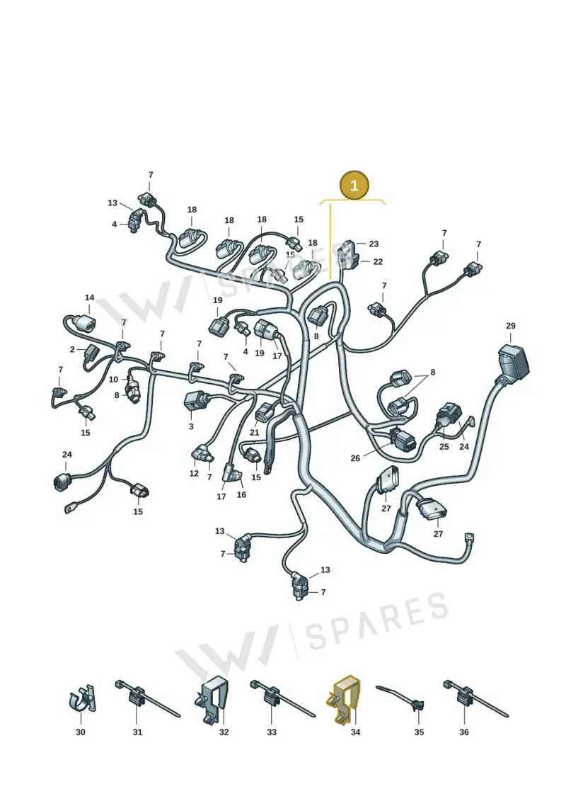 04E972610Q — Volkswagen Golf (2019-2025) diagram 5h0971012, position 1