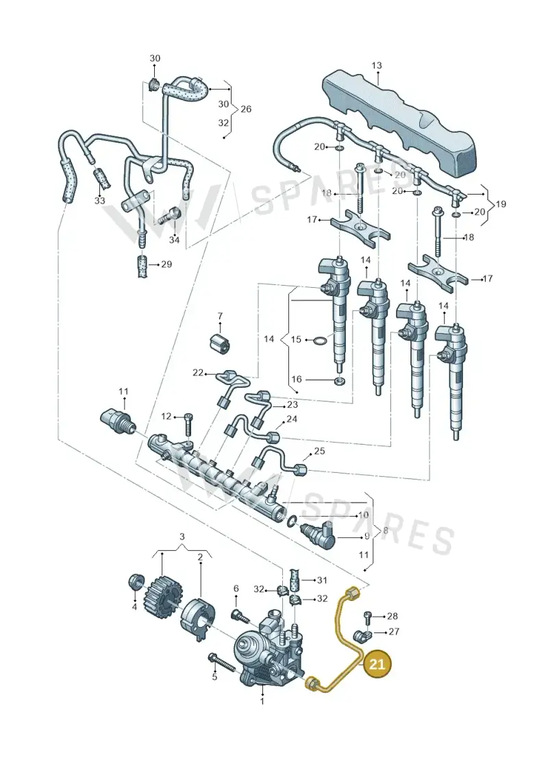 04L130321E — Volkswagen Golf Sportsvan 1.6 (2014-2020) diagram 746130000, position 21