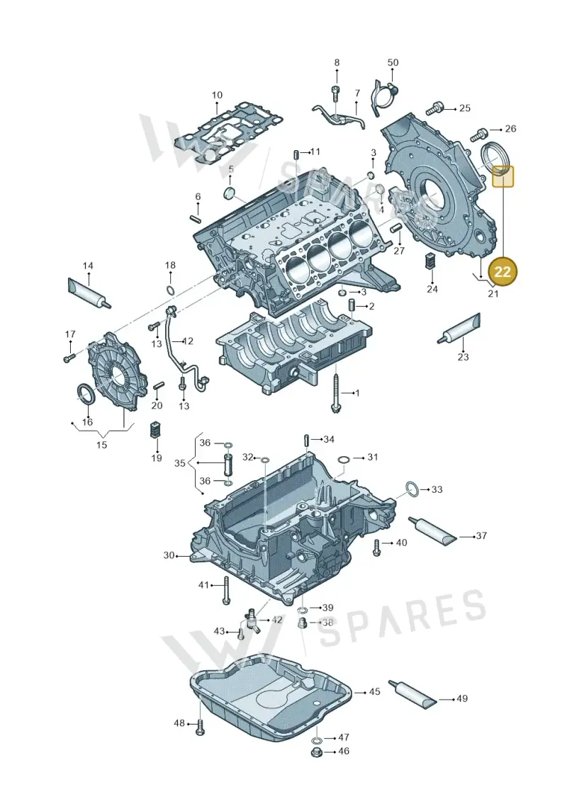 057103051B — Volkswagen Touareg BlueMotion (2014-2018) diagram 693103300, position 22