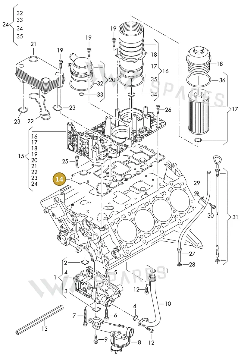 057103121M — Volkswagen MARINE-MOTOR           02> (2002-) diagram 277115370, position 14