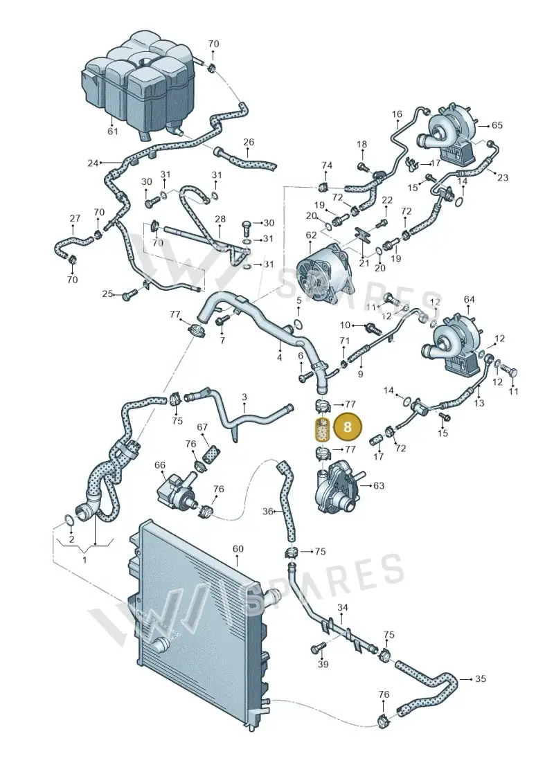 057121106 — Volkswagen Touareg BlueMotion (2014-2018) diagram 693121600, position 8