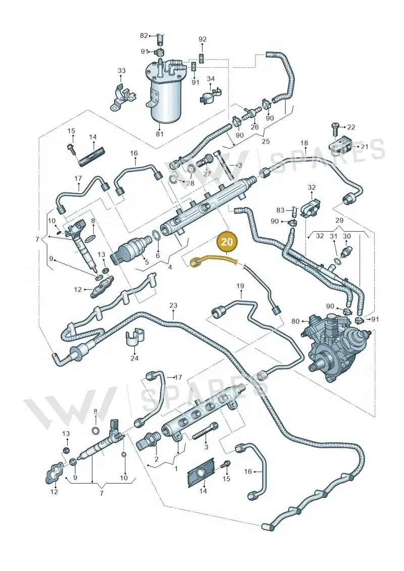 057130309AM — Volkswagen Touareg BlueMotion (2014-2018) diagram 693130620, position 20