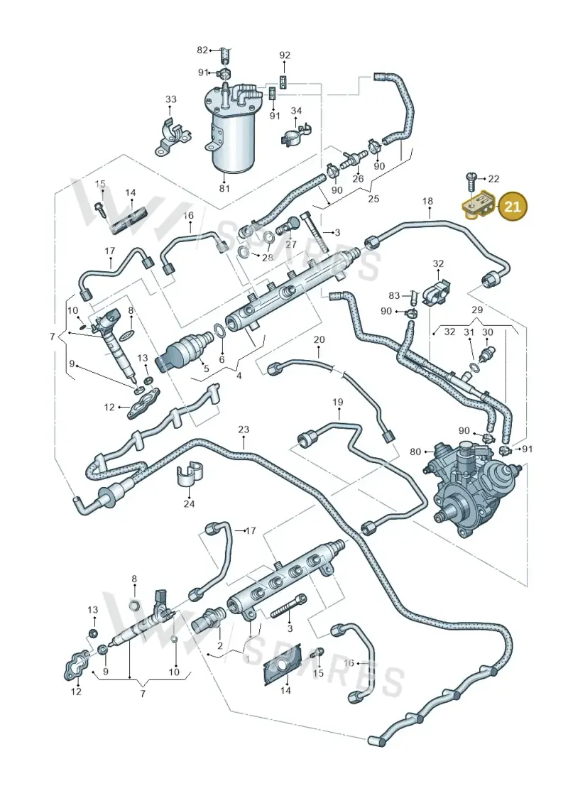 057130401B — Volkswagen Touareg BlueMotion (2014-2018) diagram 693130620, position 21