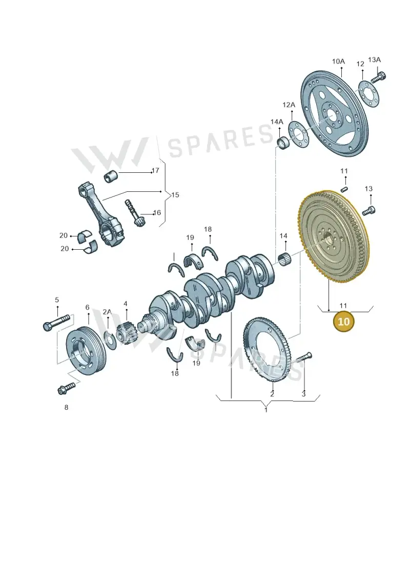 058105266H — Volkswagen PASSAT/4MOTION/W8 (2002-2005) diagram 249105150, position 10