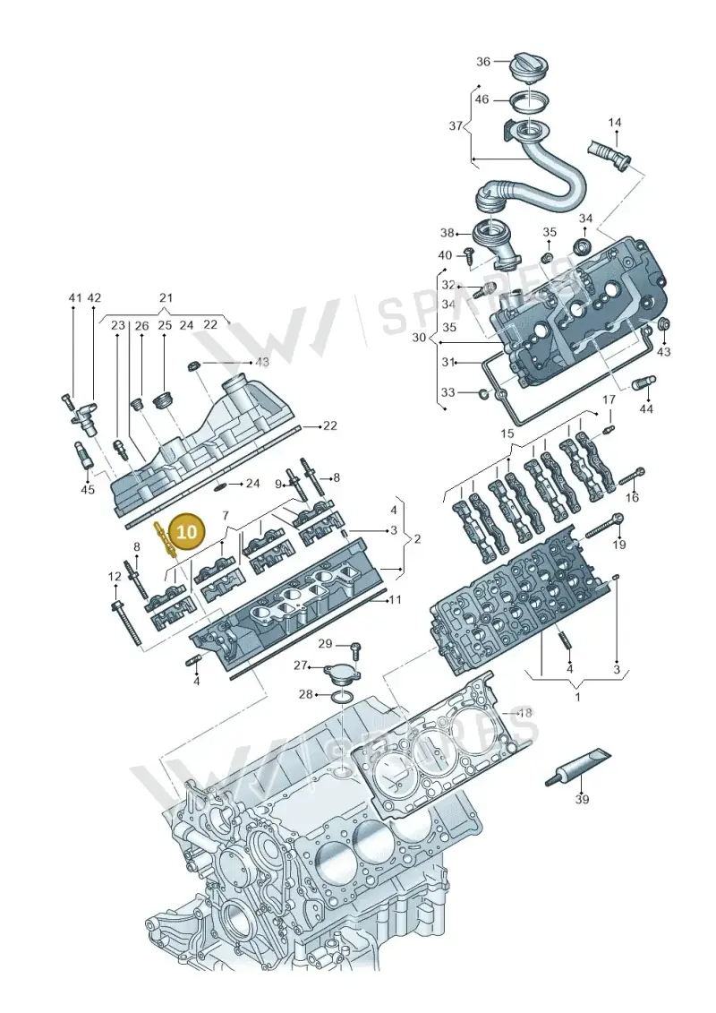 059103164E — Volkswagen Touareg (2017-2023) diagram 439103061, position 10