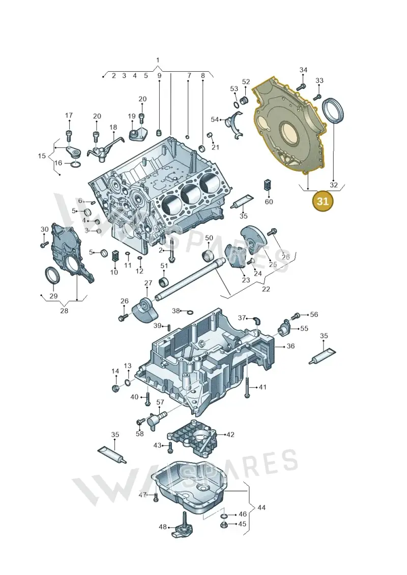 059103171AL — Volkswagen Touareg (2010-2012) diagram 616103250, position 31