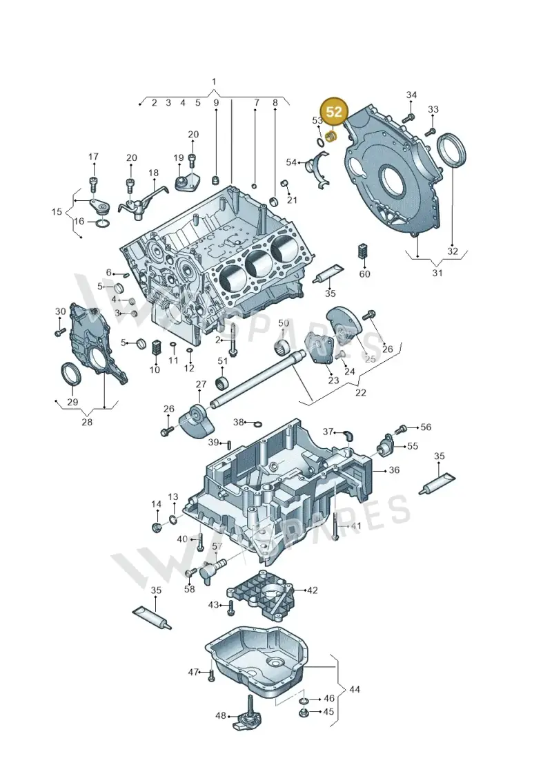 059103189 — Volkswagen Touareg (2010-2012) diagram 616103250, position 52