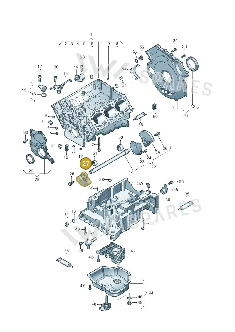 059103332L — Volkswagen Touareg (2010-2012) diagram 616103250, position 27