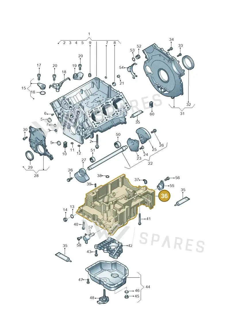 059103601Q — Volkswagen Touareg (2010-2012) diagram 616103250, position 36