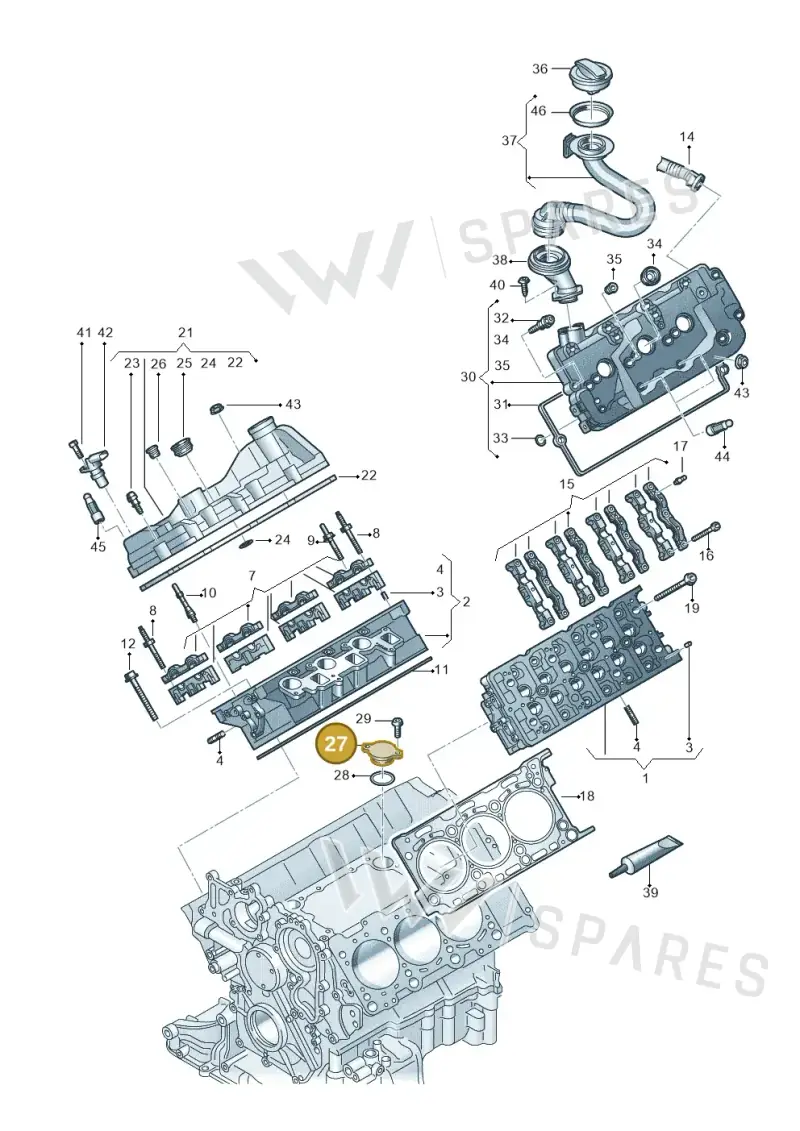 059103707D — Volkswagen Touareg (2017-2023) diagram 439103061, position 27