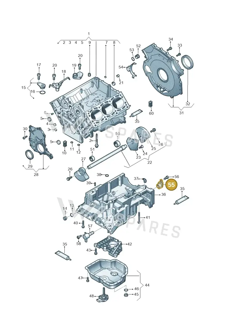 059109361 — Volkswagen Touareg (2010-2012) diagram 616103250, position 55