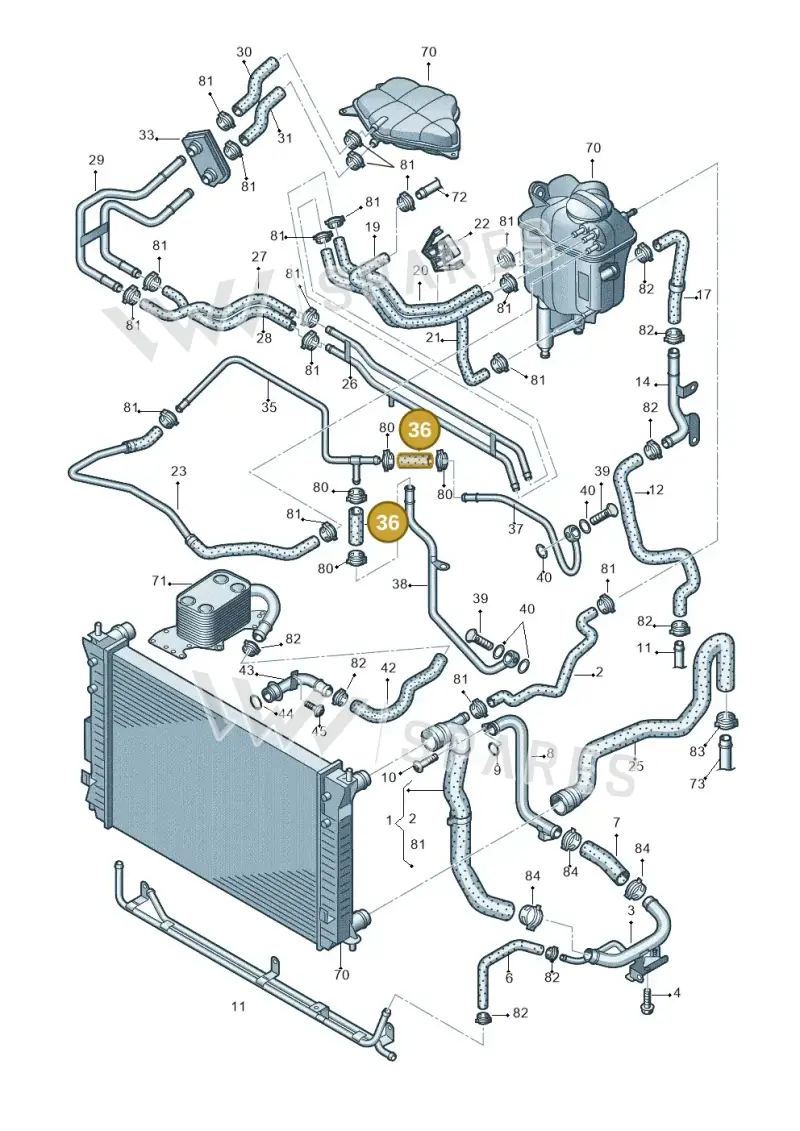 059121055B — Volkswagen Phaeton (lang) (2003-2006) diagram 258121460, position 36