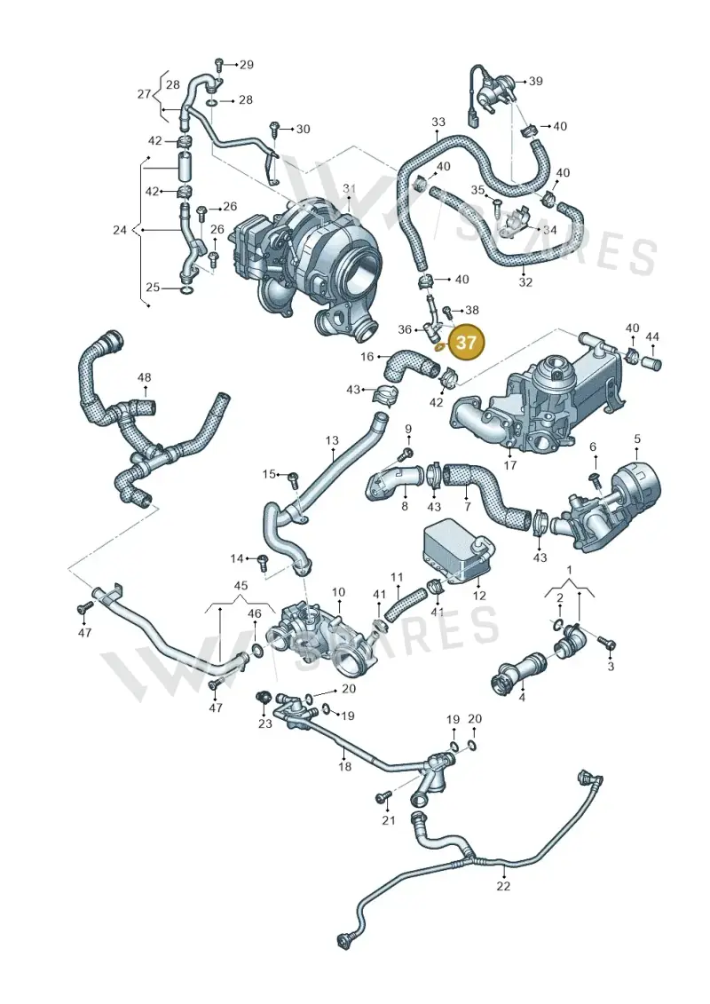 059121437E — Volkswagen Touareg (2017-2023) diagram 439121370, position 37