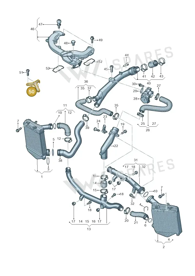 059145764 — Volkswagen Touareg (2010-2012) diagram 693145850, position 50