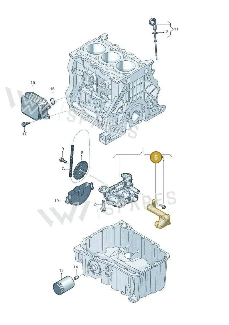 05C115251 — Volkswagen Golf 2.0 BlueMotion (2019-2024) diagram 5h0115002, position 5