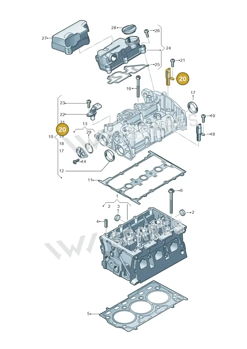 05C906455A — Volkswagen Taigo (2021-2024) diagram 5h0103040, position 20