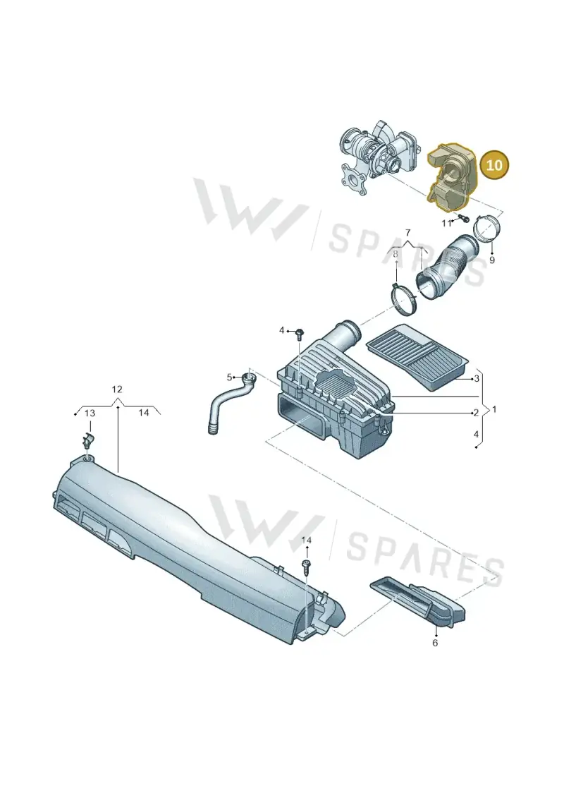 05E129654AF — Volkswagen Polo 1.0 BlueMotion (2017-2024) diagram 837129050, position 10
