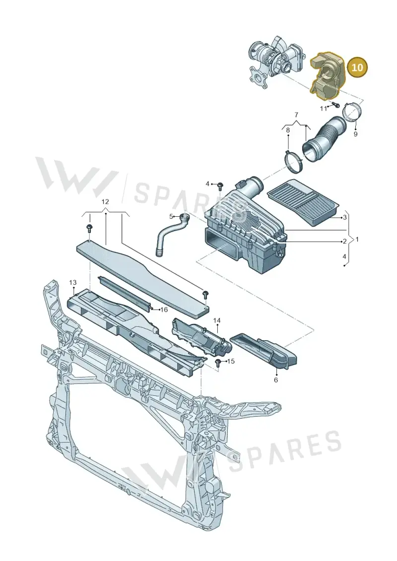 05E129654AF — Volkswagen Tiguan 2.0 4Motion (2016-2024) diagram 884129050, position 10
