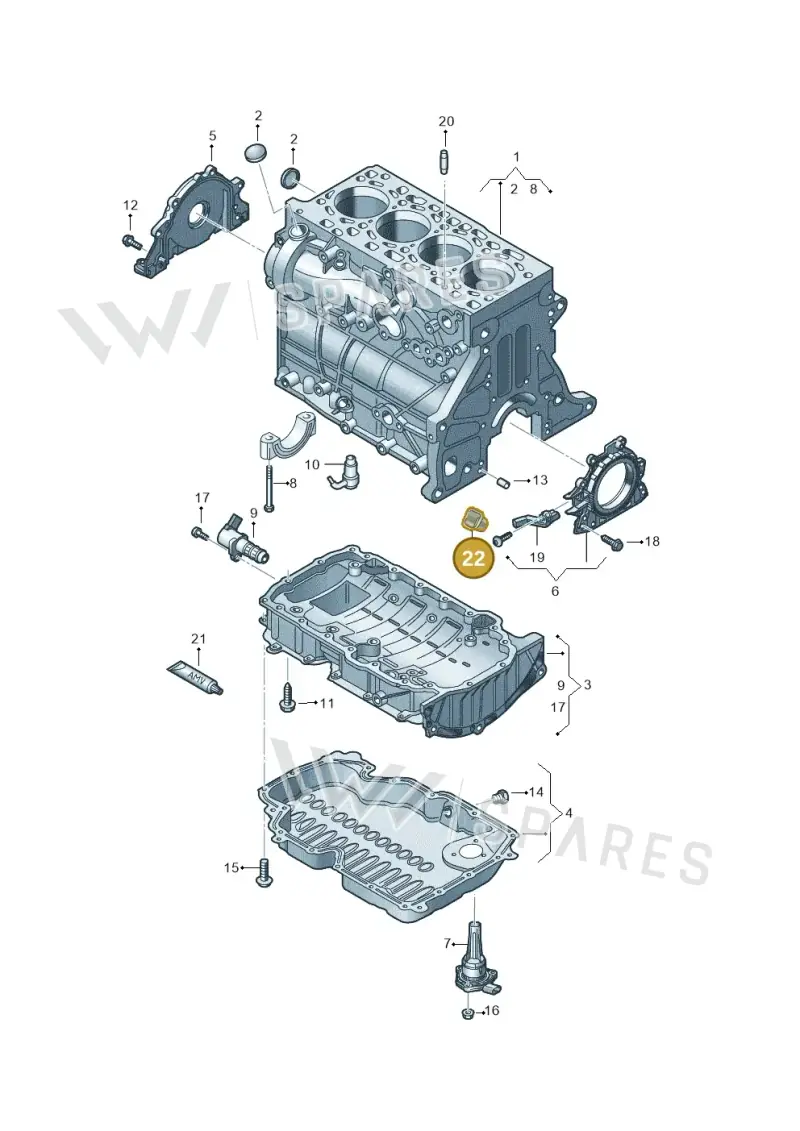 05L103037 — Volkswagen Caddy Maxi Kombi (2020-2024) diagram 5h0103036, position 22