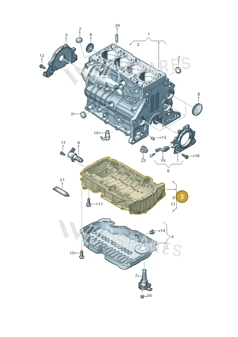 05L103603P — Volkswagen Golf 2.0 BlueMotion (2019-2024) diagram 793103039, position 3