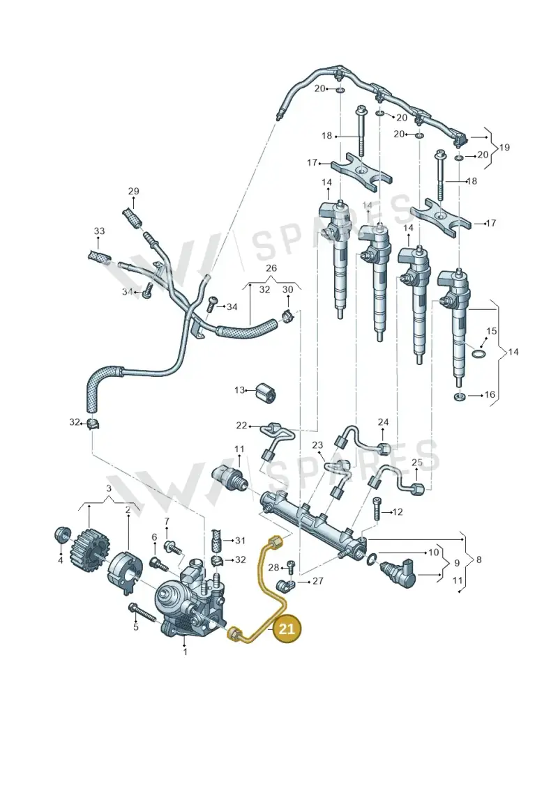 05L130321B — Volkswagen Tiguan 2.0 4Motion (2017-2024) diagram 793130020, position 21