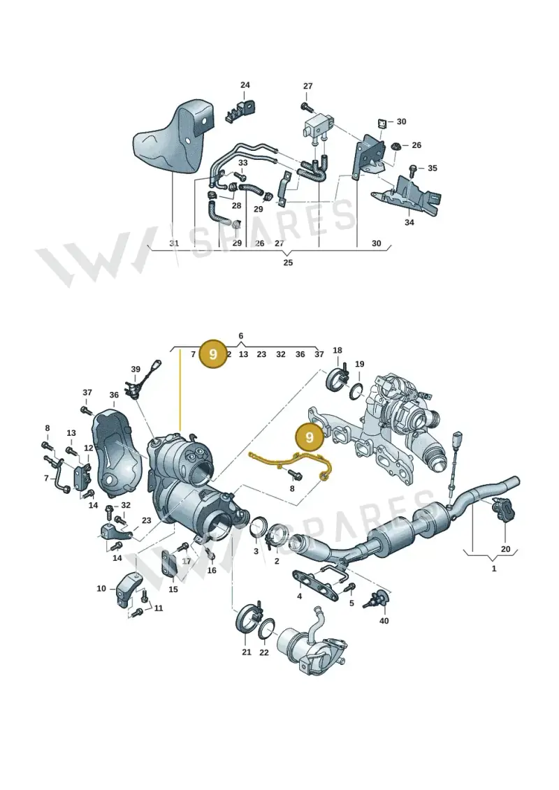 05L131582J — Volkswagen Golf 2.0 BlueMotion (2019-2024) diagram 2ka253050, position 9