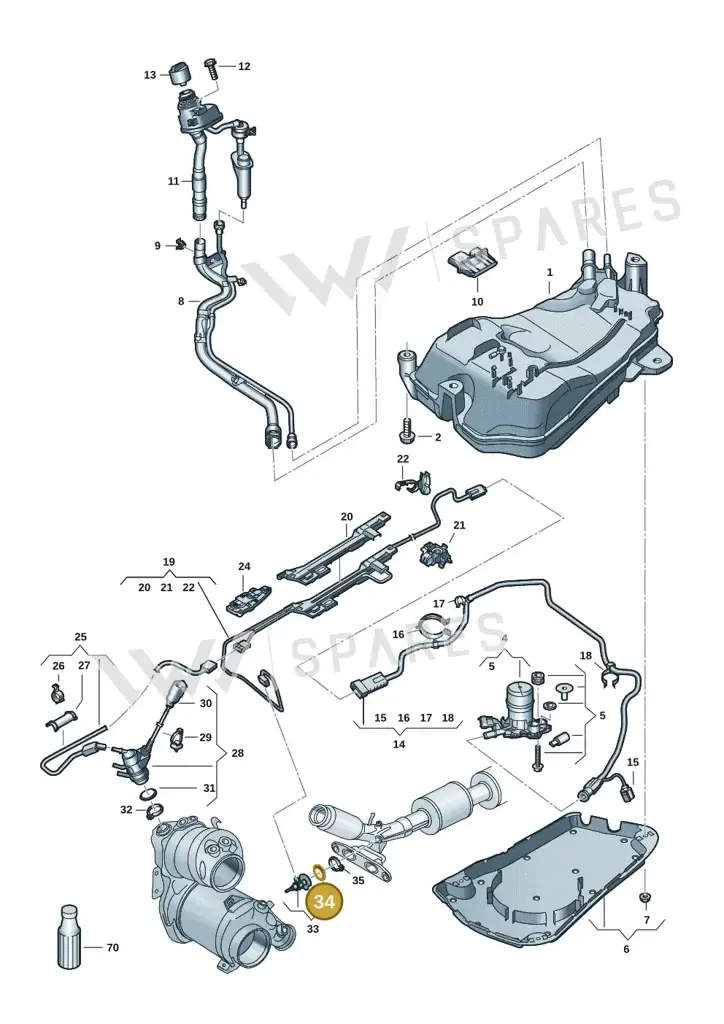 05L253115B — Volkswagen Golf 2.0 BlueMotion (2019-2024) diagram 5h0253104, position 34