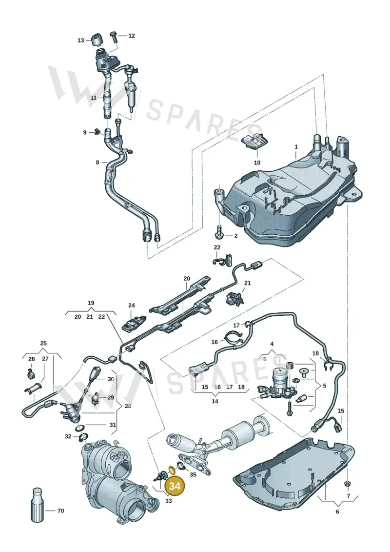05L253115B — Volkswagen Golf 2.0 BlueMotion (2019-2024) diagram 5h0253104, position 34