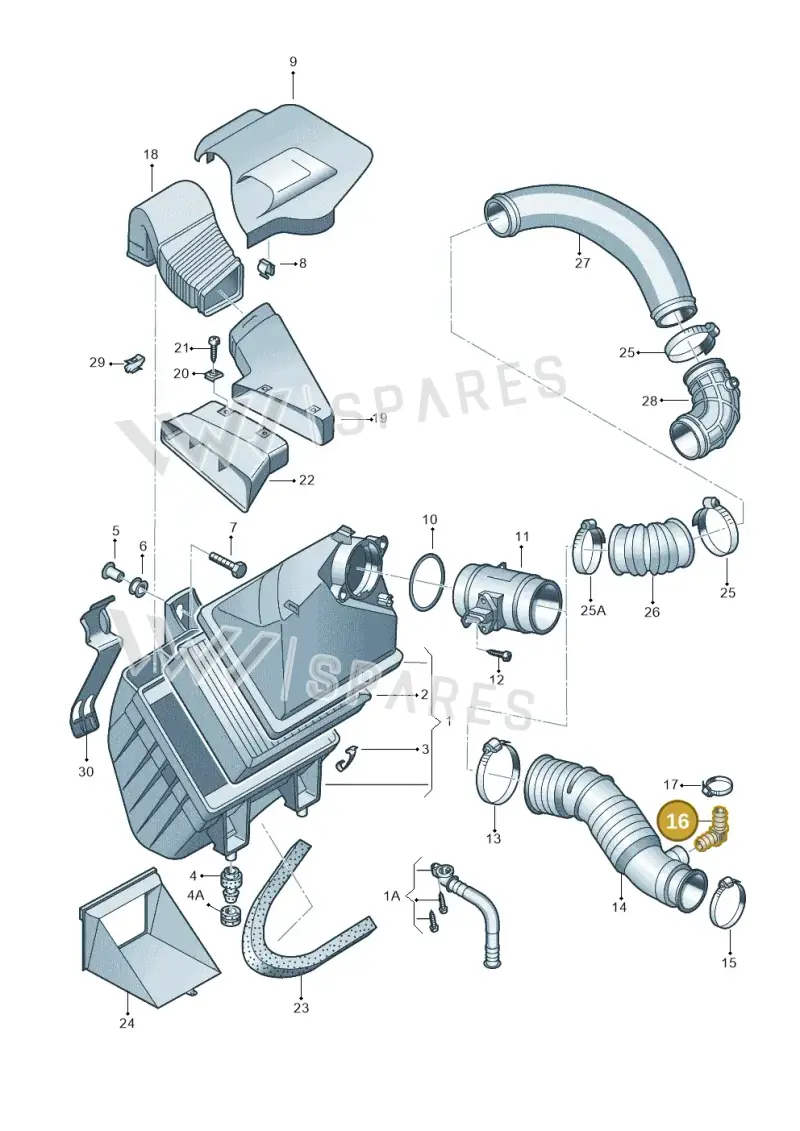 069129631 — Volkswagen PASSAT/4MOTION/W8 (2002-2005) diagram 260129400, position 16