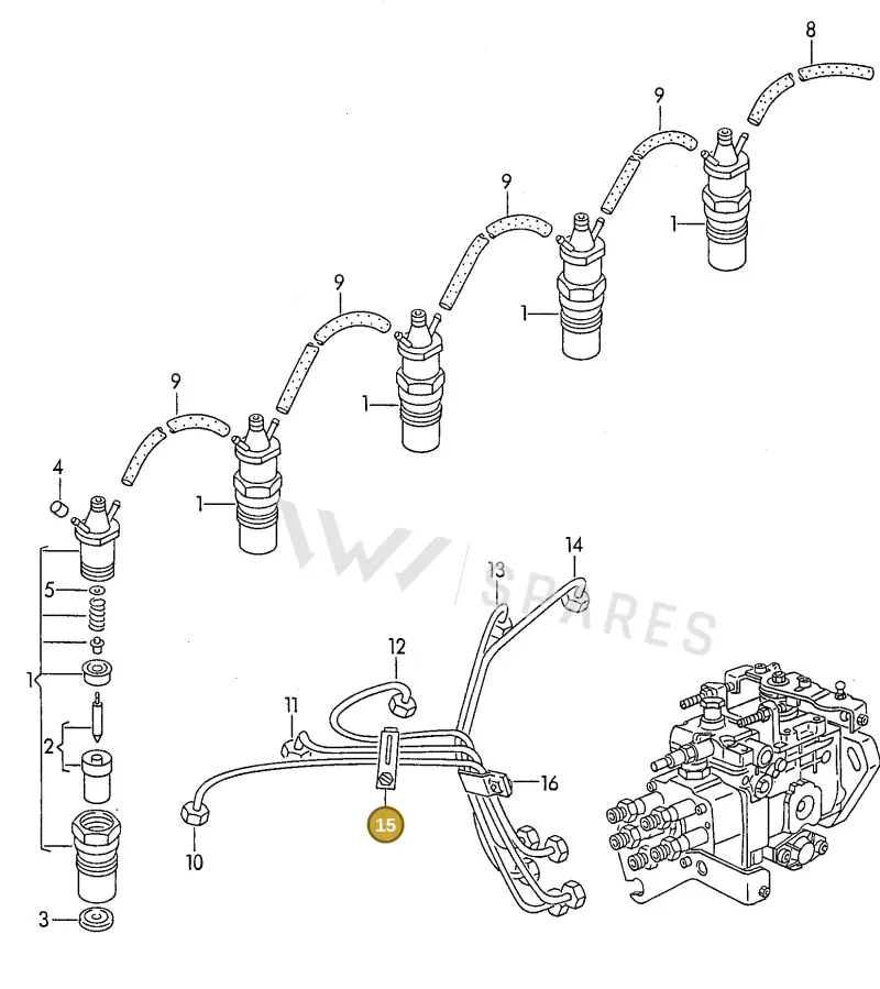 069130521A — Volkswagen TRANSPORTER SYNCRO (1996-2003) diagram 117130800, position 15
