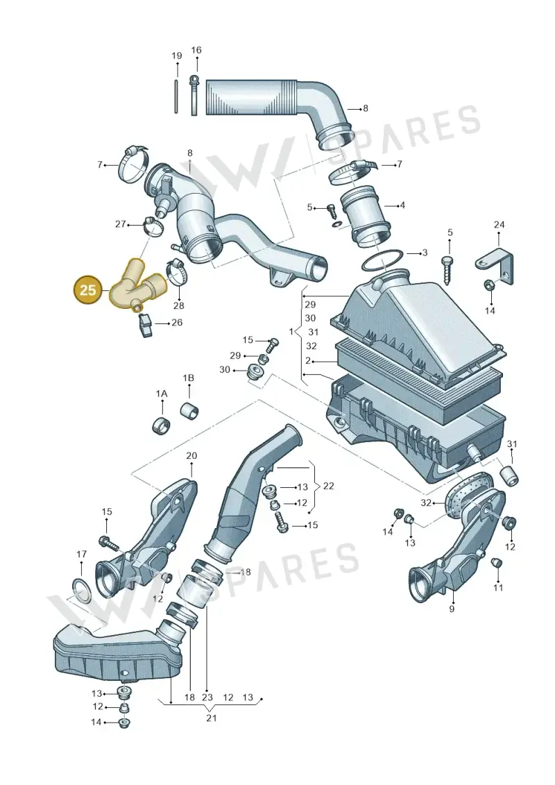06A103493AC — Volkswagen Polo (2011-2014) diagram 194129150, position 25