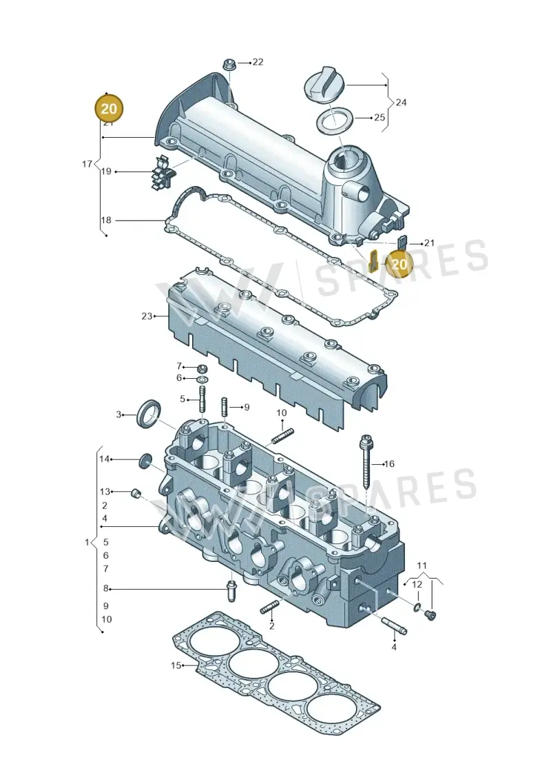 06A103733A — Volkswagen Jetta 2.0 (2015-2015) diagram 477103450, position 20