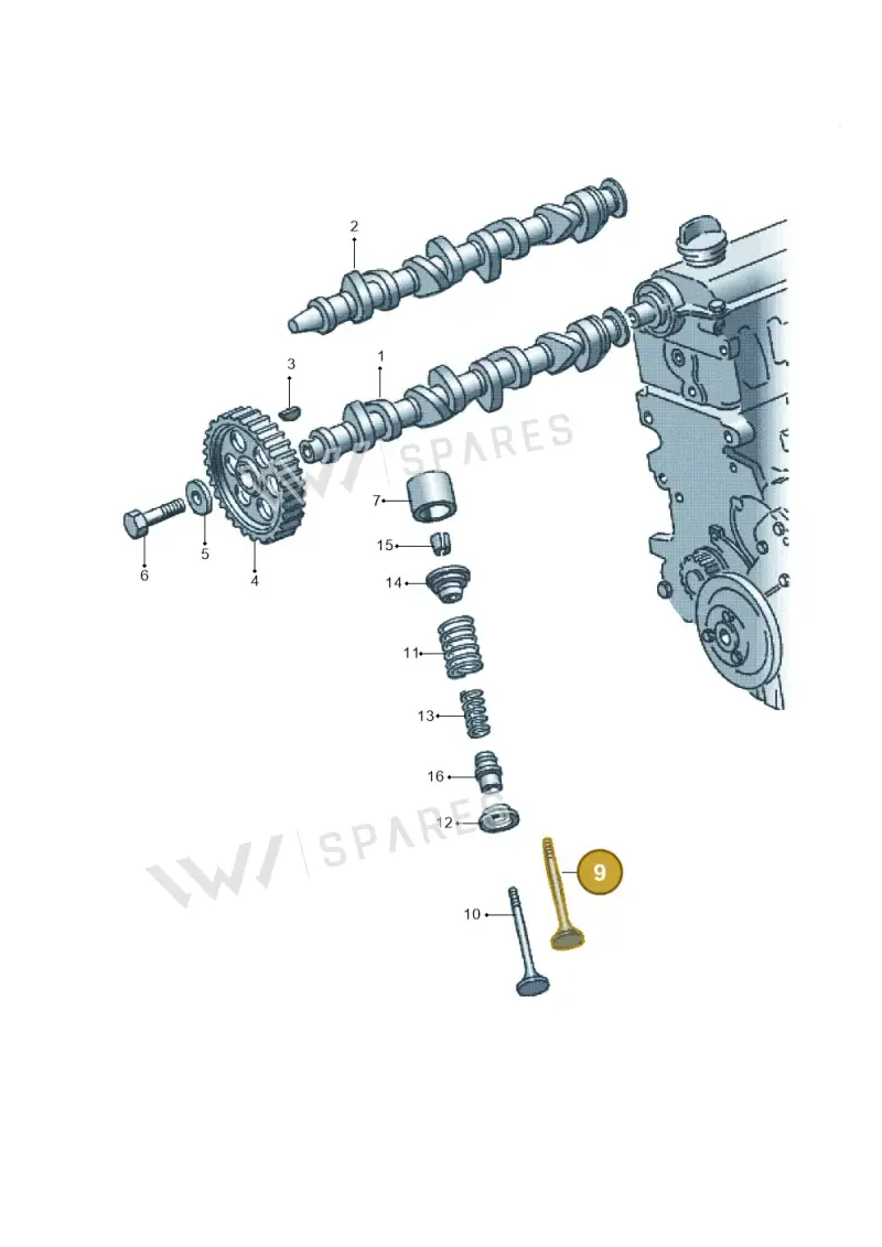 06A109601E — Volkswagen Jetta (2014-2017) diagram 117109100, position 9