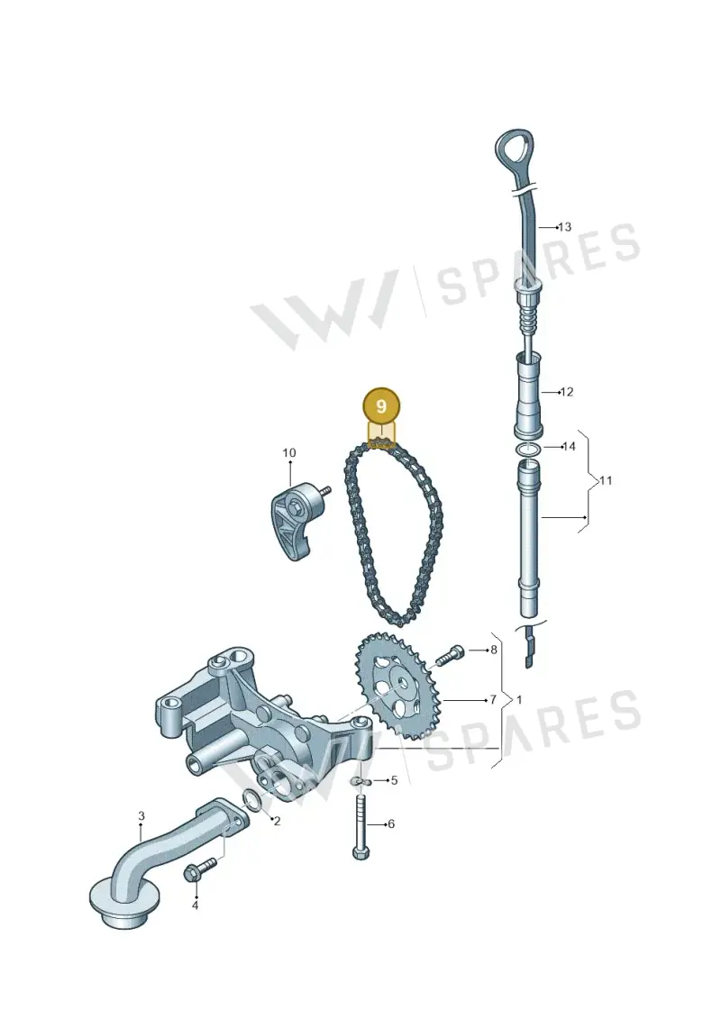 06A115125B — Volkswagen Jetta 2.0 (2015-2015) diagram 194115100, position 9