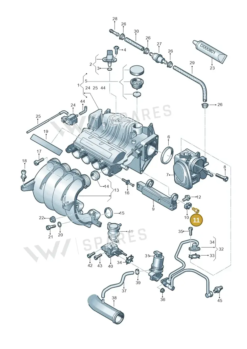 06A129289D — Volkswagen Jetta (2008-2011) diagram 412133070, position 11