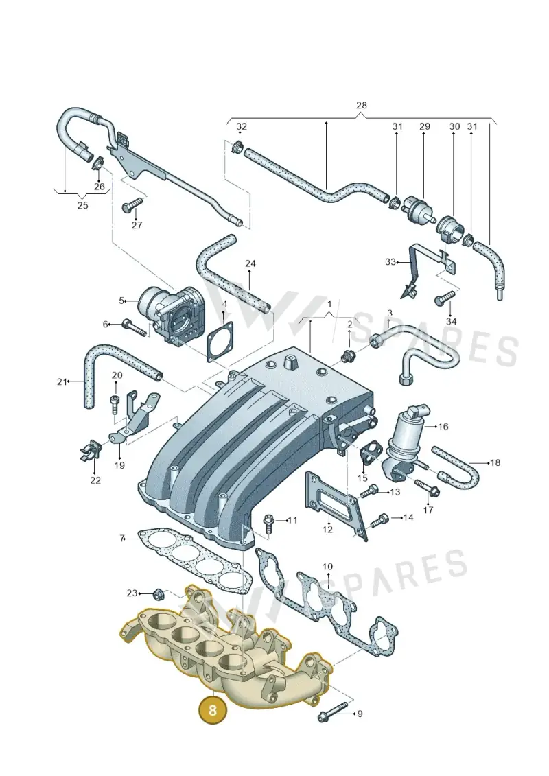 06A133206T — Volkswagen Transp. caravelle (2011-2015) diagram 410133200, position 8