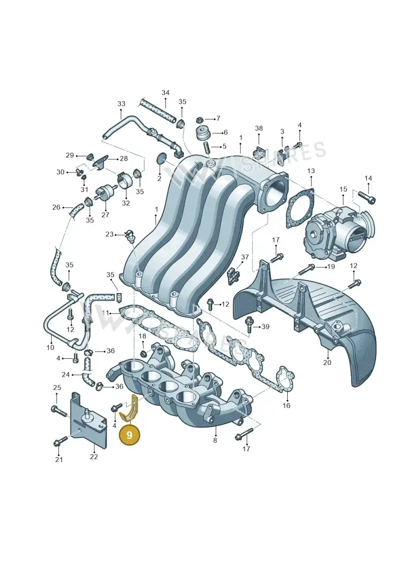 06A133376 — Volkswagen Polo (2008-2009) diagram 657133300, position 9