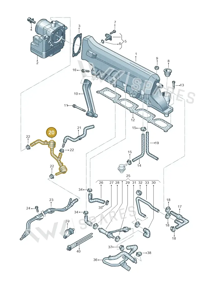 06A133517F — Volkswagen Jetta/Wagon (2002-2006) diagram 266133290, position 20