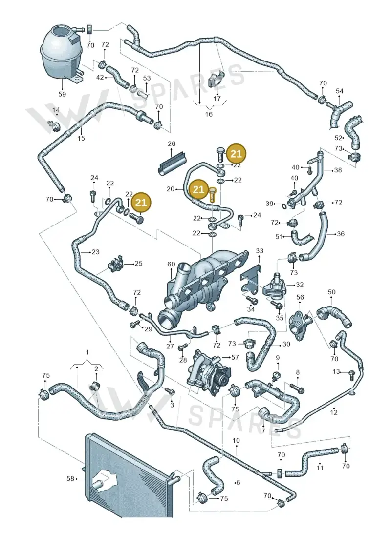 06A145541J — Volkswagen Amarok twin cab (2016-2022) diagram 683121300, position 21