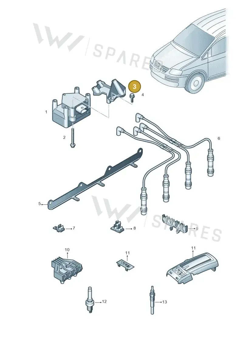 06A903103 — Volkswagen Caddy Maxi Kombi (2010-2015) diagram 690905000, position 3