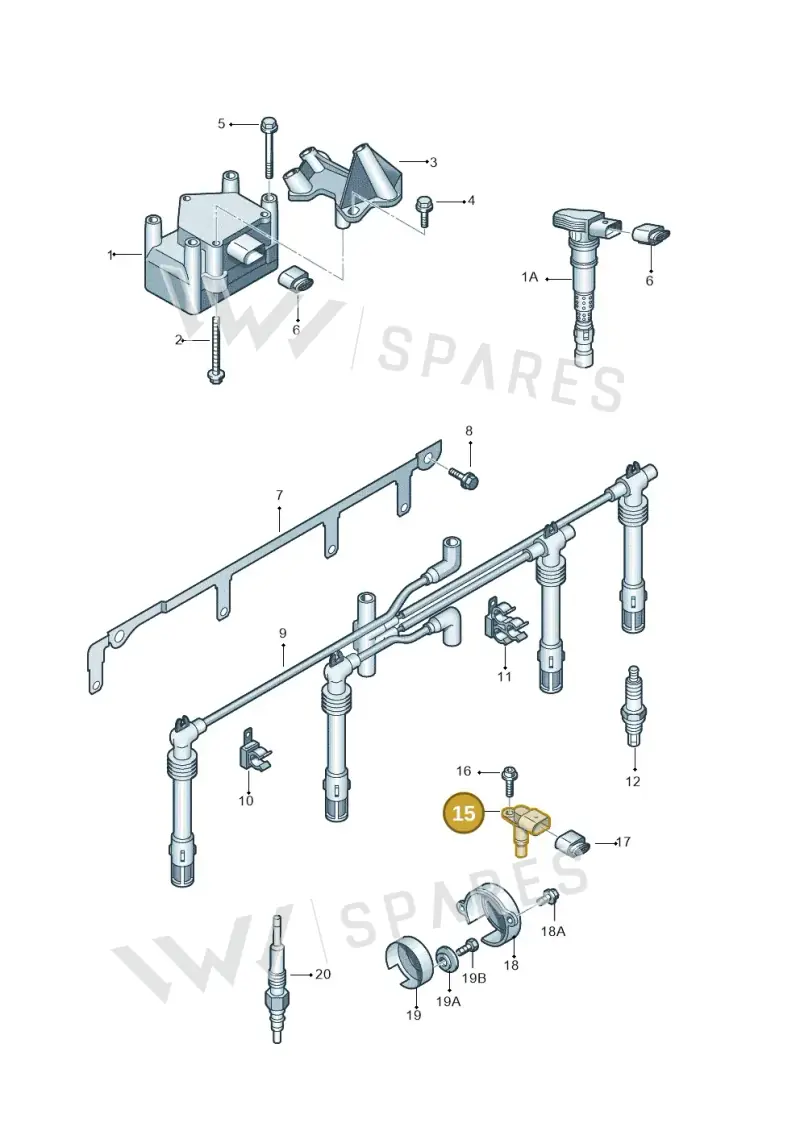 06A905161A — Volkswagen EOS 2.0 (2008-2010) diagram 412905000, position 15