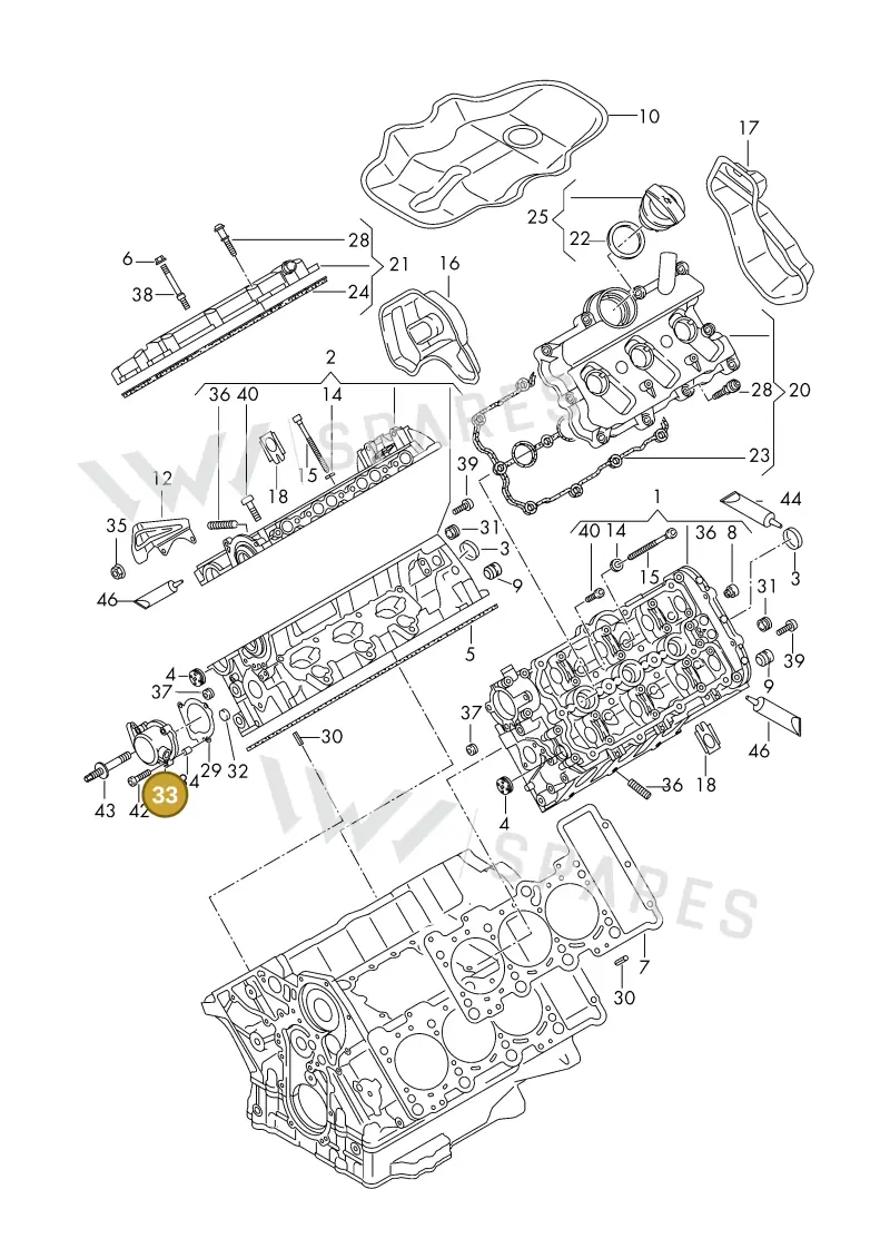 06E103535D — Volkswagen Phideon (2016-2023) diagram 191103300, position 33