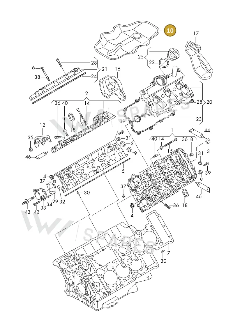 06E103977D — Volkswagen Phideon (2016-2023) diagram 191103300, position 10