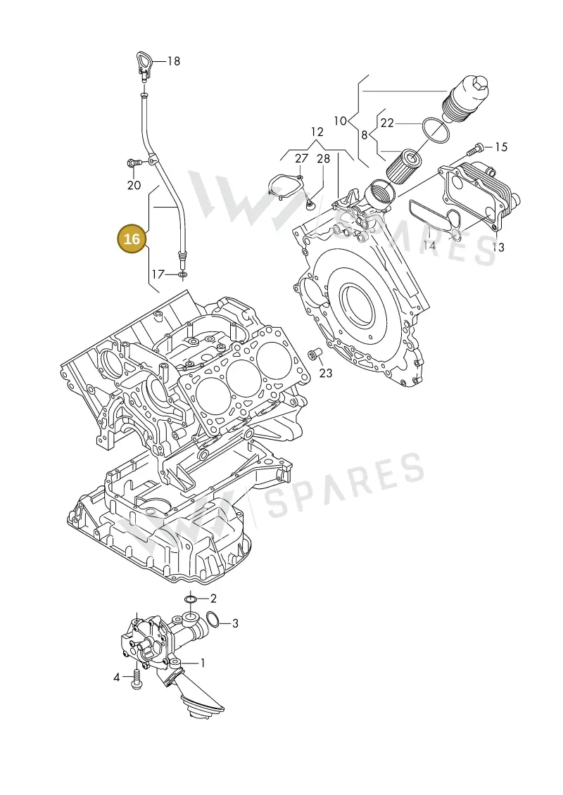 06E115630B — Volkswagen Phideon (2016-2023) diagram 191115200, position 16