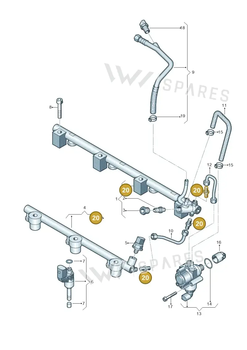 06E127065B — Volkswagen Touareg BlueMotion (2014-2018) diagram 693133920, position 20
