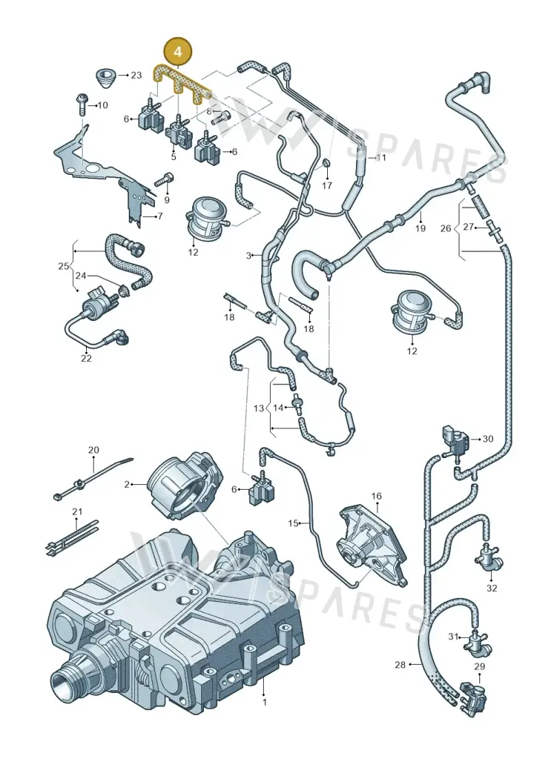 06E133773AH — Volkswagen Touareg BlueMotion (2014-2018) diagram 693133400, position 4