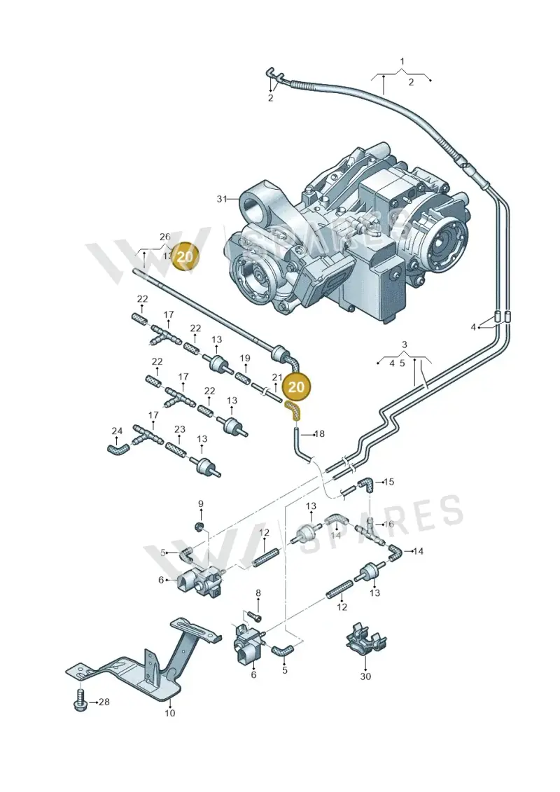 06E133784E — Volkswagen Caravelle (2015-2019) diagram 861525200, position 20