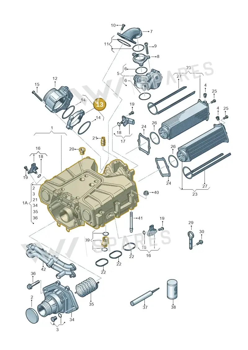 06E145175J — Volkswagen Touareg BlueMotion (2014-2018) diagram 648145350, position 13